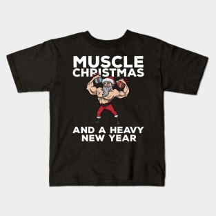 Workout Lifting Lifter Santa Claus Gym Christmas Fitness Kids T-Shirt